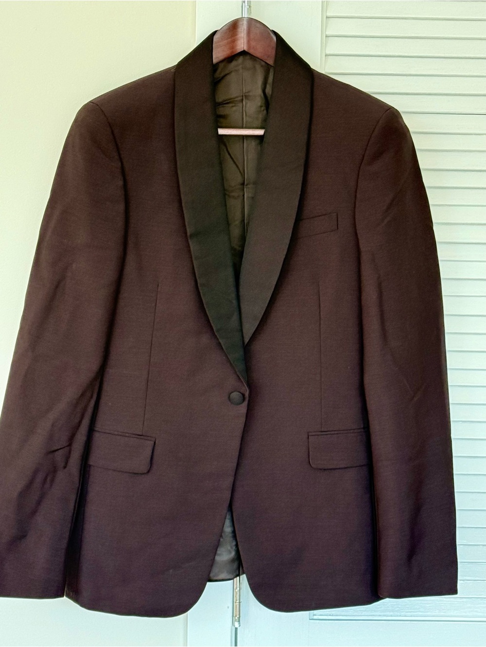 Prada Brown Tuxedo Jacket with Black Satin Shawl Lapel